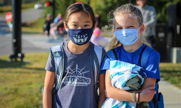 Students walk to school